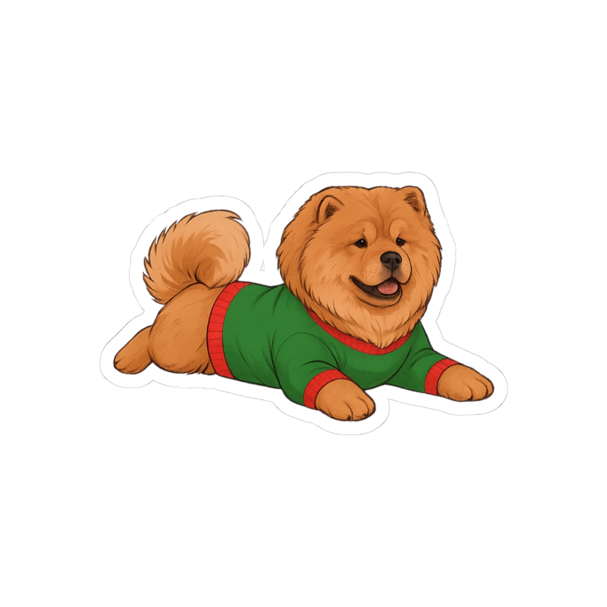 Merry Chow Chow Fluffy Sticker